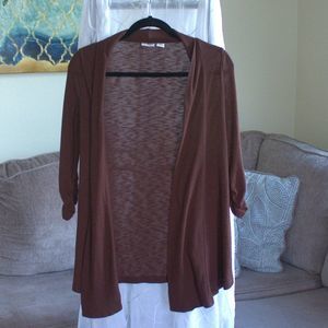 Cato Quartered Sleeve Cardigan | Brown Open Sweater